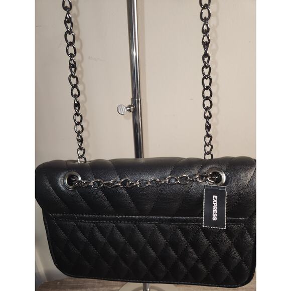Express Quilted Flap Over Crossbody Bag Evening Purse with Chain Strap - Picture 6 of 10